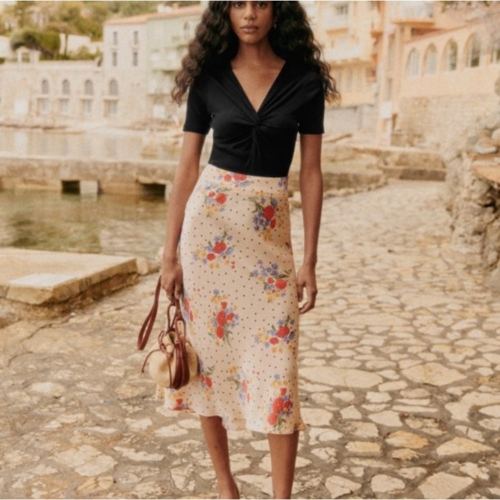 Sezane Sandy midi skirt in color Poppy 38